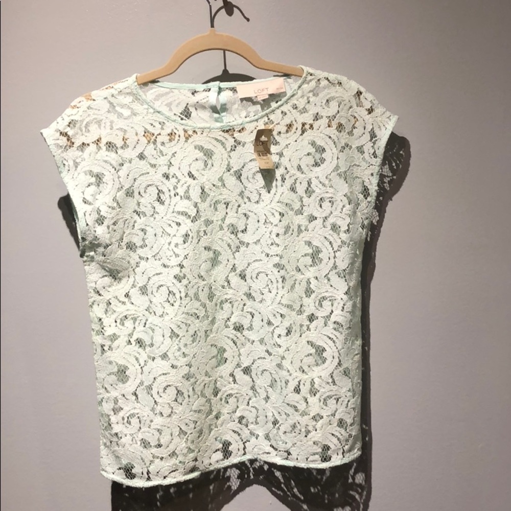 LOFT Petite Mint Lace Top
